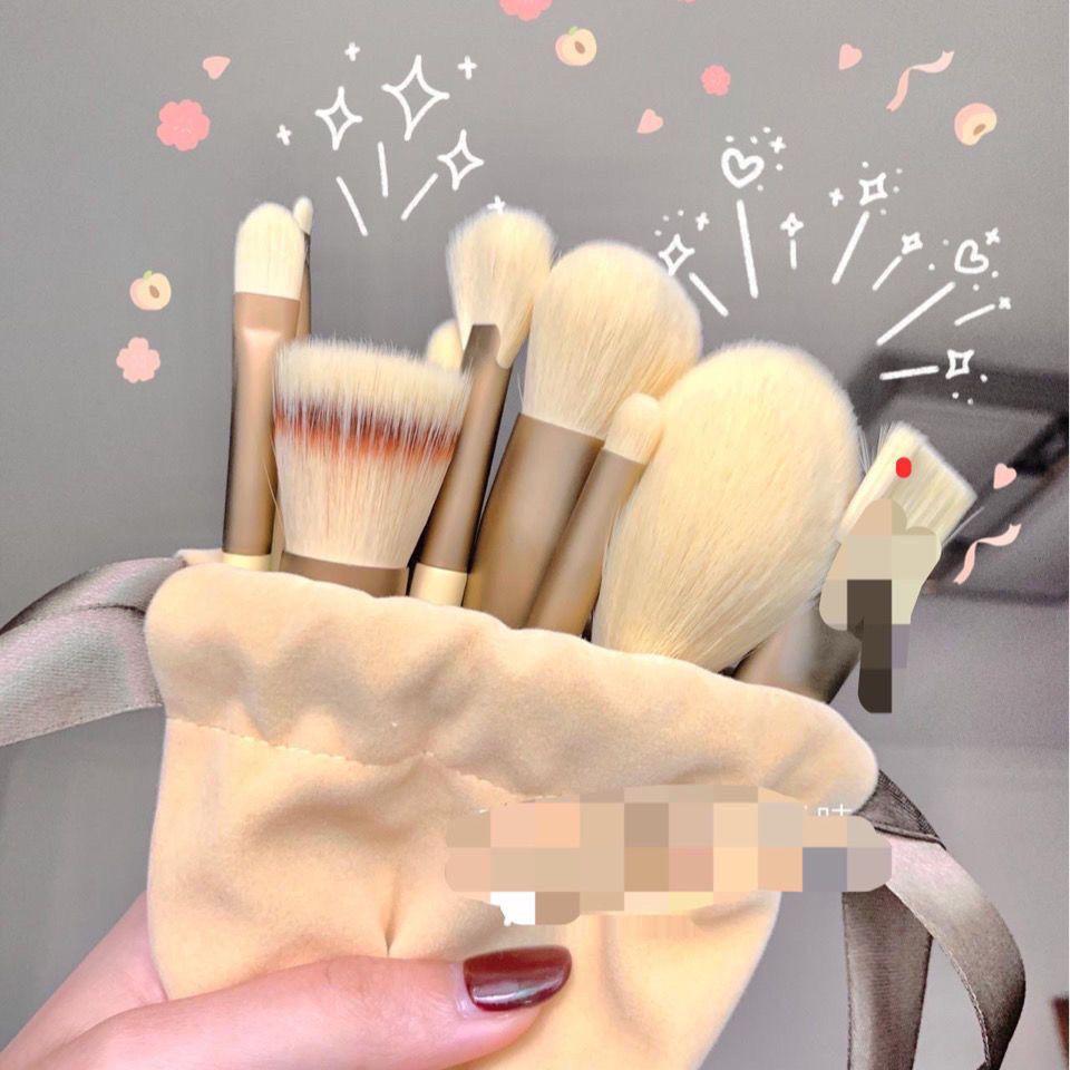 13 шт. мягких кистей Green Beauty, быстросохнущие кисти для макияжа, супермягкая кисть для румян и рассыпчатой пудры