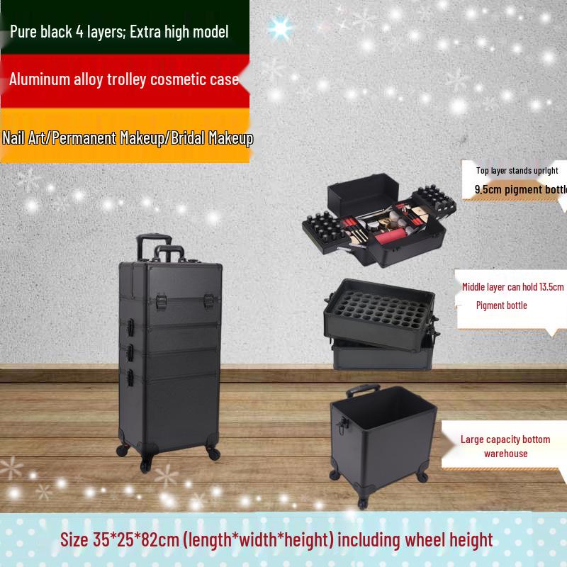 Запираемый многослойный кейс-тележка для макияжа для нейл-арта и красоты