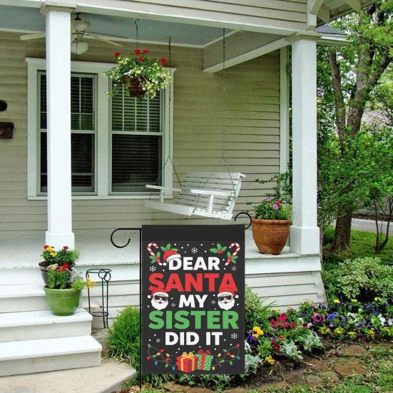 Wait Your Turn Fat Boys Garden Flag Funny Turkey Santa Claus Thanksgiving Christmas Hanging Banner for Outdoor Porch Yard Decor