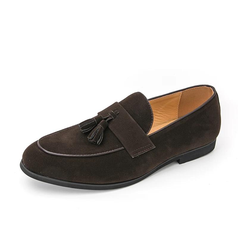 Модный бренд Модное фиолетовое платье Кисточки Лоферы Мужские деловые балетки Офисная повседневная обувь из замшевой кожи Мужская удобная модельная обувь