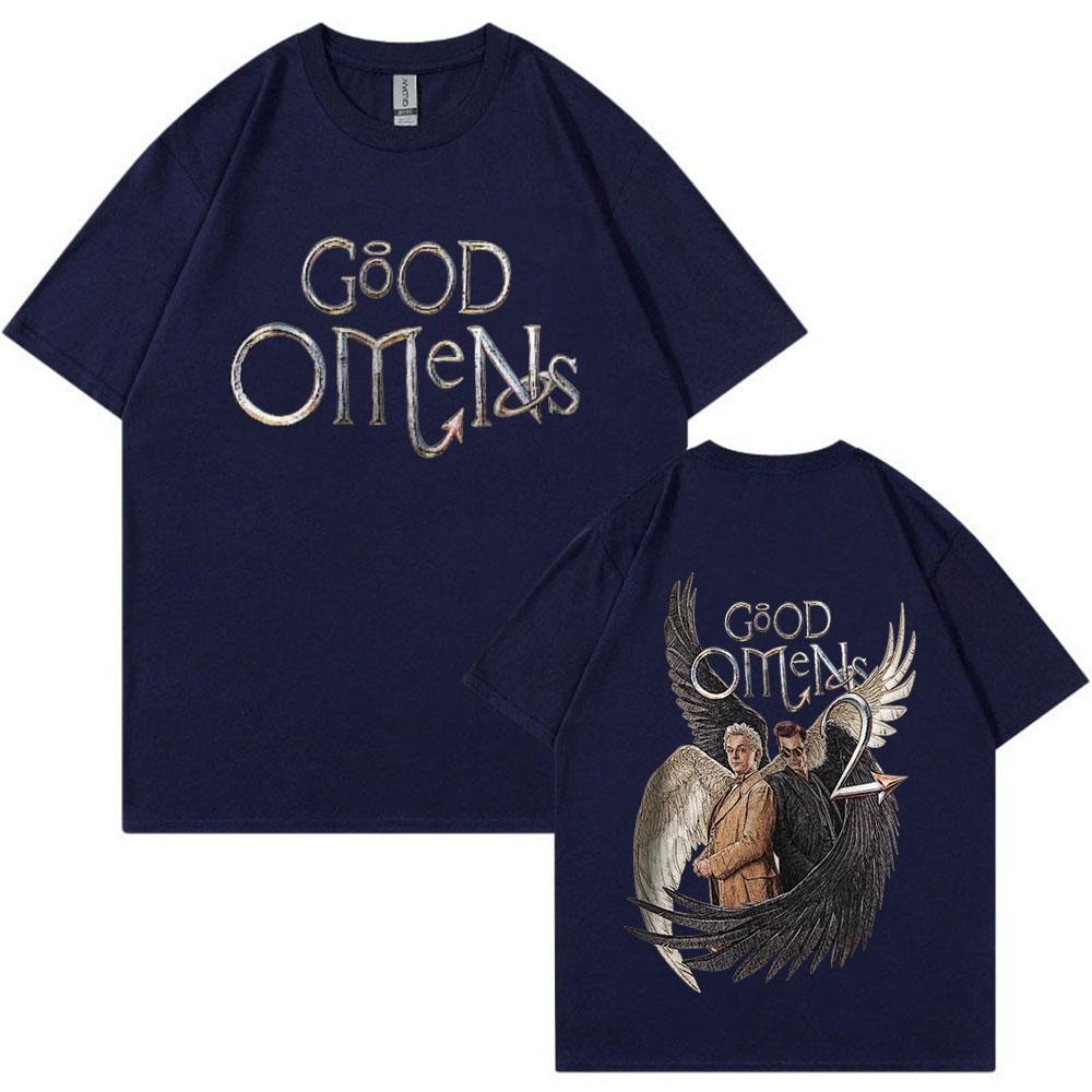 Винтажная графическая футболка Good Omens для мужчин, модная хлопковая футболка с коротким рукавом, унисекс, повседневная футболка оверсайз, уличная одежда Харадзюку