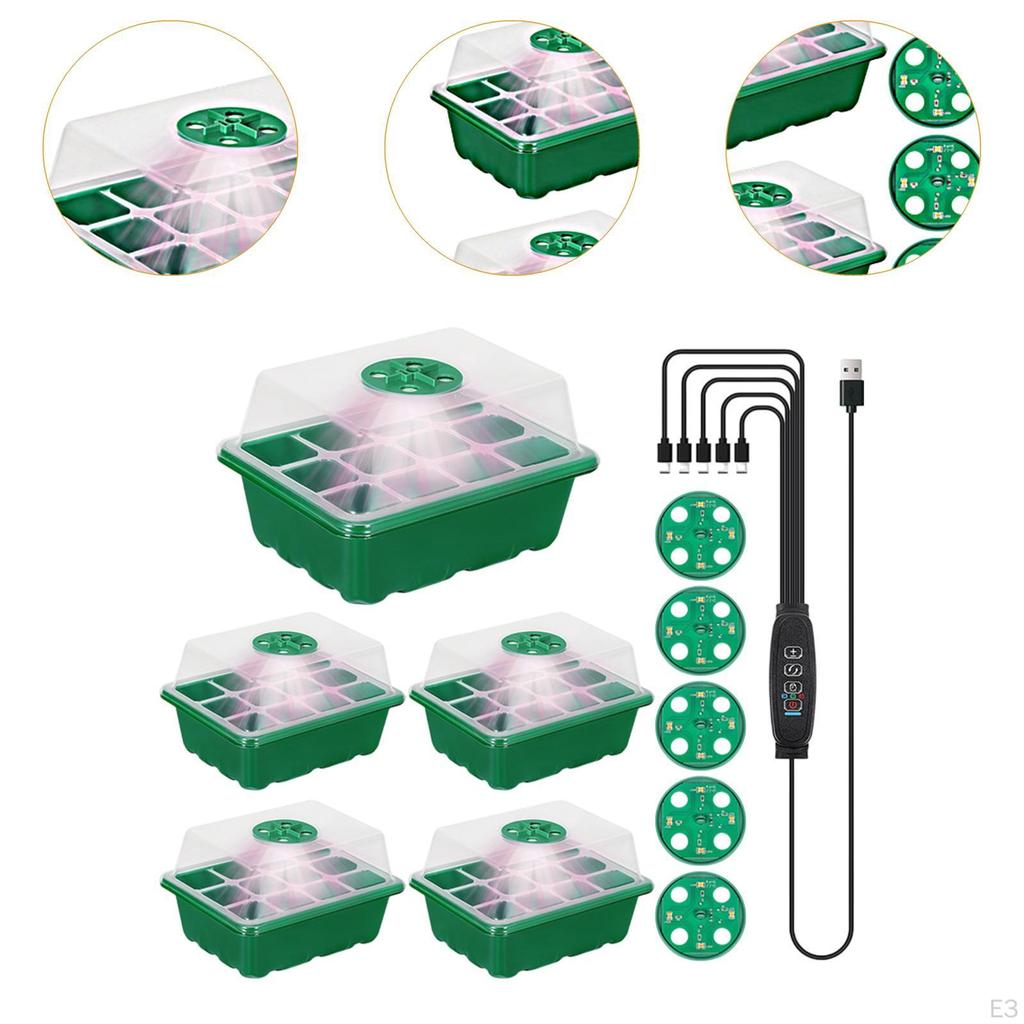 5 комплектов лотков для рассады с подсветкой для растений, регулируемая яркость, садовые принадлежности, многоразовые, практичные
