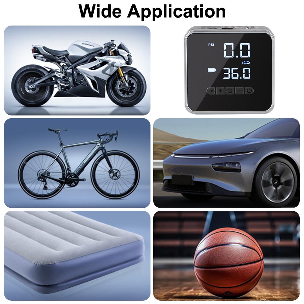 Перезаряжаемые аксессуары для шин ЖК-дисплей Воздушный компрессор Портативный воздушный насос Цифровой насос для накачивания шин
