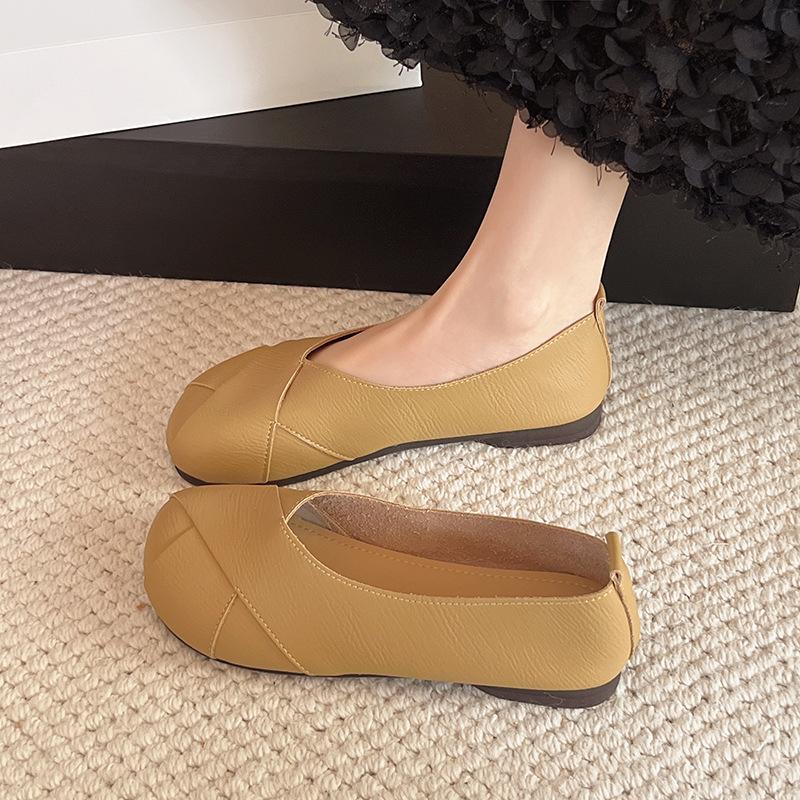 Женские туфли на плоской подошве с мягкой подошвой, корейская версия обуви Doudou, весна-осень 2025, новые туфли для бабушек с одной педалью, неглубокие ленивые туфли
