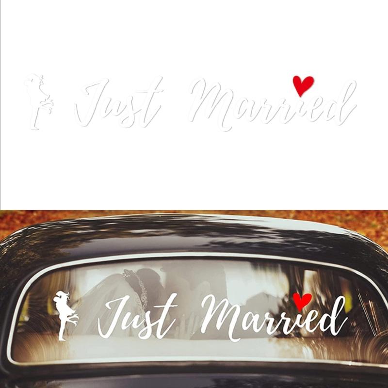 Съемные наклейки на свадебный автомобиль 'Just Married' Виниловые наклейки Для вечеринки в честь помолвки Домашние украшения Наклейки на окна Подарок