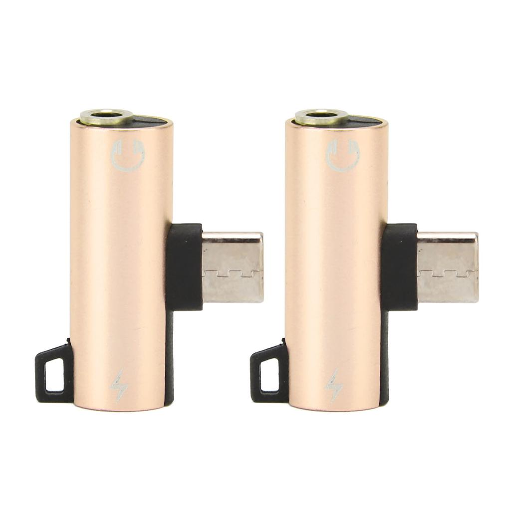 2Pcs USB C to 3.5mm Audio Adapter 2 in 1 Type C 3.5mm Listening Music While Charging Durable ABS USB C to Audio Jack