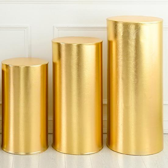 3 Pcs Party Cylinder Pedestal Stand Cover Plinth Pillar Decorative Sleeves Birthday Party Wedding Decor Dessert Base Wrap Cloth Party Planner