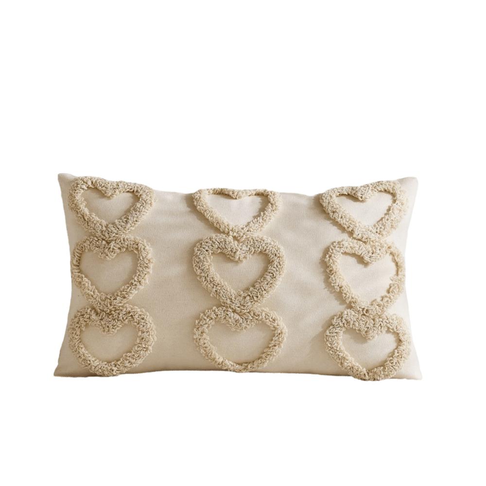 Romantic Valentine Heart Pattern Pillowcase Velvet Hidden Zipper Tufted Cushion Case Minimalist Embroidery Plush Pillow Cover