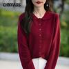 Autumn Women's Cardigan Doll Collar Knit Long Sleeve Loose Solid Colour Sweater Top