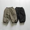 Children's Winter Solid Color Thickened and Padded Warm Cotton Pants Loose Leisure Bread Pants Ski Pants
