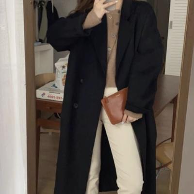 Женское осенне-зимнее новое корейское свободное двубортное модное пальто