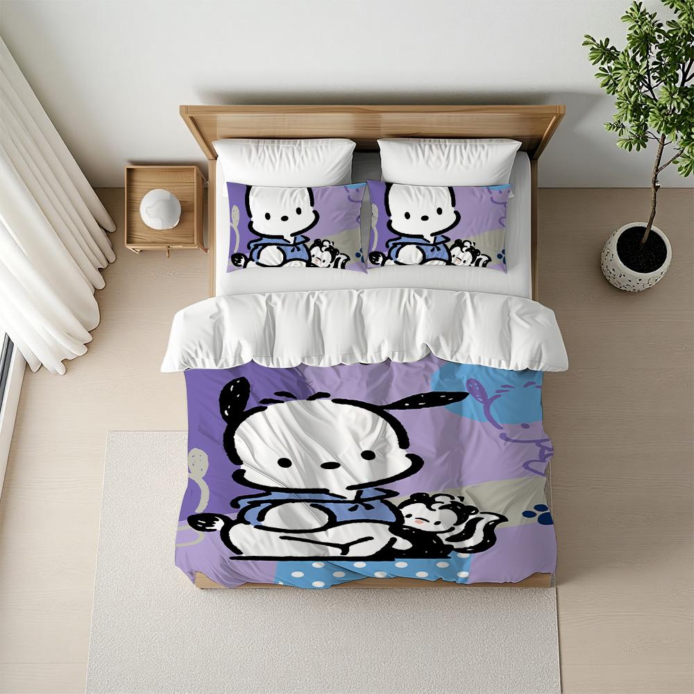 P-Pochacco Милый Комплект Пододеяльника Домашний Стиль Постельное Белье Мягкий Стираемый Хлопок Кровать Комплект из 3 Предметов Студенческое Общежитие Подарок