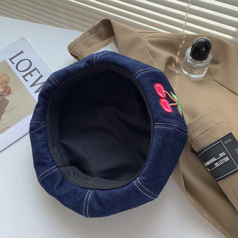 2025 Новая женская японская и корейская ретро джинсовая восьмиугольная беретка - Модная, подчеркивающая лицо шляпа художника