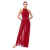 Women's Sleeveless Mesh Side Split Lyrical Dance Costume Modern Dancewear Maxi Long Dress