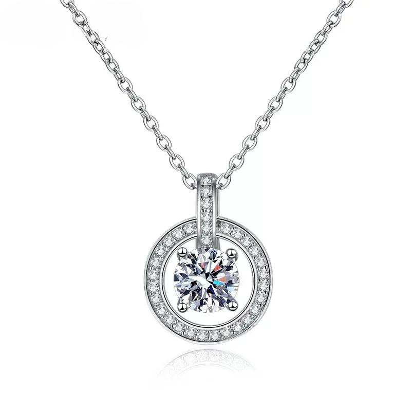 Moissanite Necklace for Women Top Quality 100% 925 Sterling Silver Sparkling Wedding Jewelry