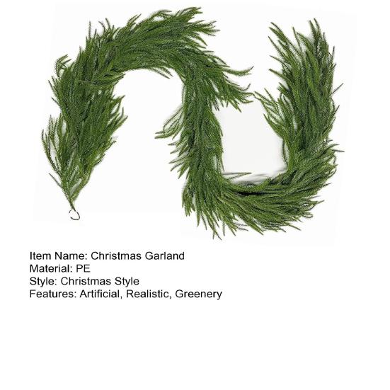 Рождественская гирлянда из норфолкской сосны с эффектом реального прикосновения, зимняя искусственная зеленая гирлянда для каминной полки, камина, стола, лестницы, для внутреннего и наружного декора