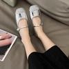 Silver Mary Jane light mouth single shoes women's 2025 summer new versatile fashion soft sole non-slip one-word buckle Doudou shoes