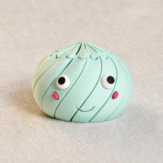 3D Printed Twisting Dumpling Toy, Stress Relief Slippery Cartoon Steamed Bun Toy, Articulated Spiral Rotating Dumpling Fidget Toy