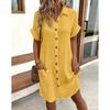 Fashion Short Sleeve Women Summer Shirt Dress New Elegant Lapel Loose Plus Size Simple Button Casual Party Dresses Single Breasted Women's Clothing
