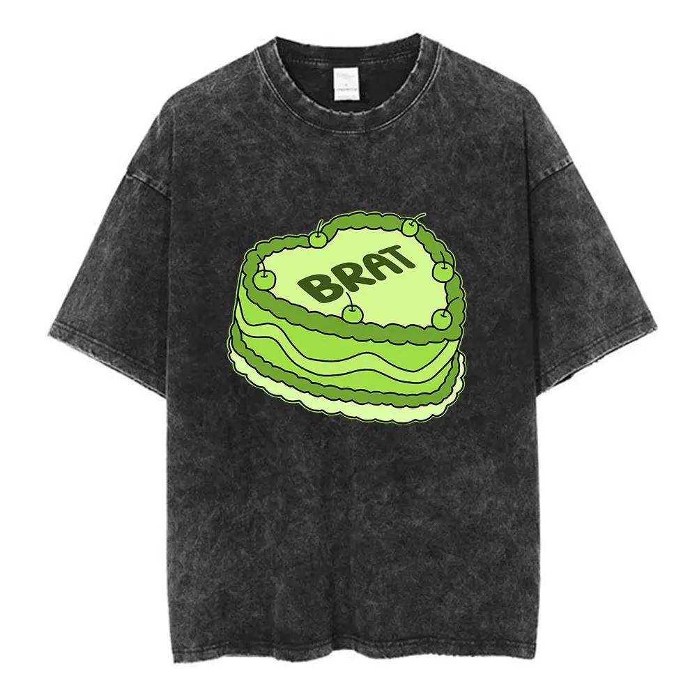 Charli Xcx Brat  Arena Tour Washed T Shirts Men Women Fashion Pop Music Tshirts Cotton Vintage Tshirt Oversized Streetwear