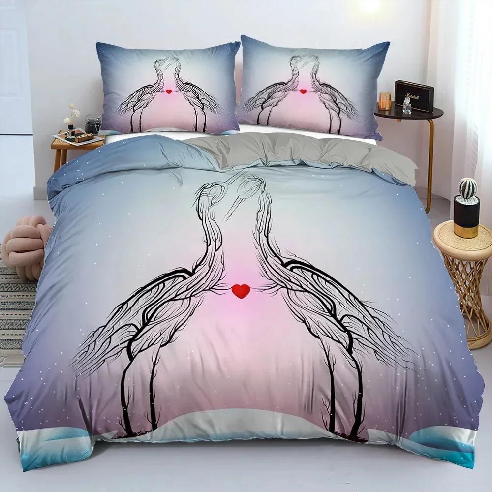 Valentine's Day Wedding Rose Flower Comfortable Duvet Cover Pillowcase Bedding Set Children Bedroom Decoration Home Textile