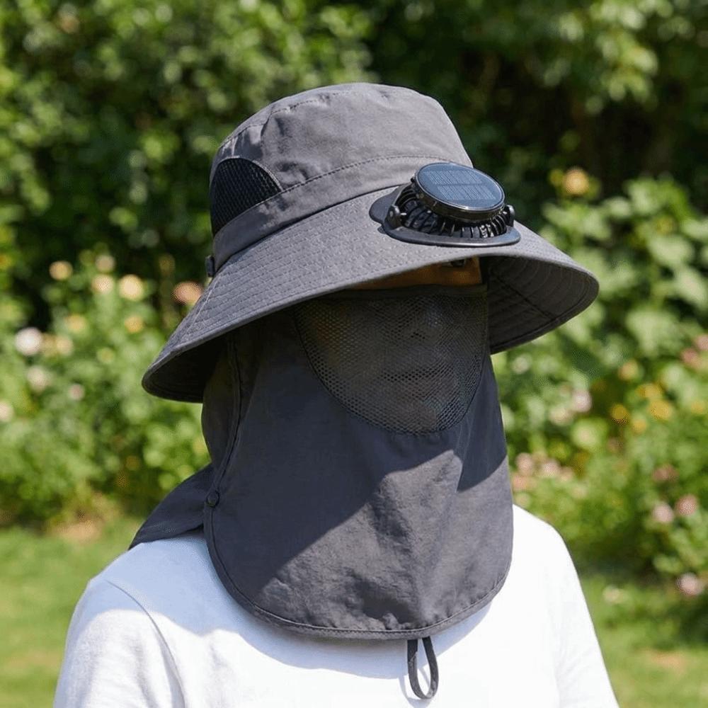 Adjustable Solar Rechargeable Fan Hat Portable Wide Brim Fan Hat Fishing Sun Shading Hat Travel