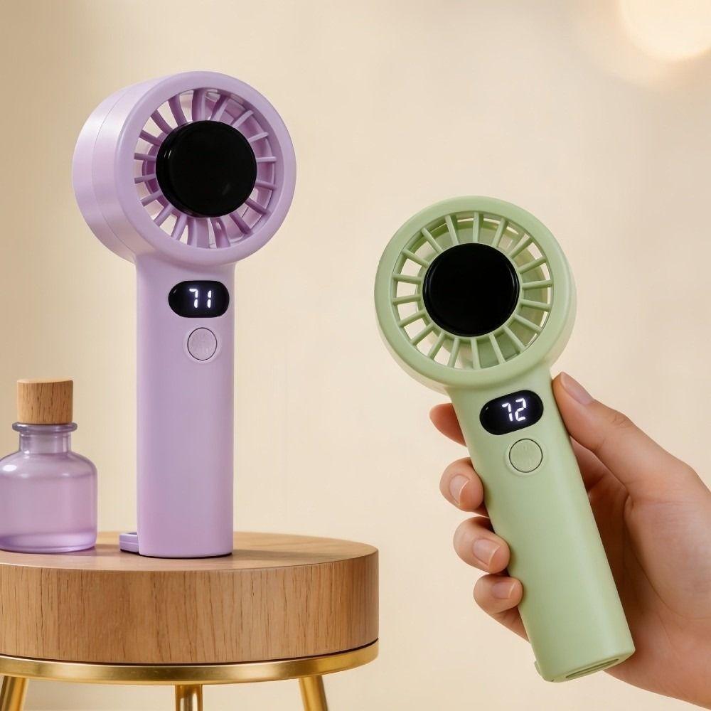 USB Rechargeable Electric Hand Fan with LED Display Highspeed Cooling Fan  Outdoor Travel