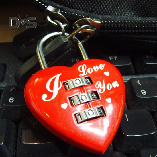 Stainless Heart Lock 3 Numbers Chic Suitcase Box Padlock