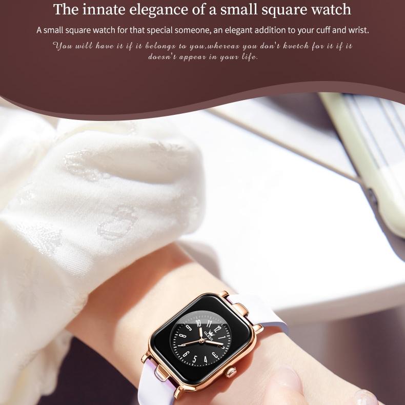 OLEVS Брендовые часы Квадратные кварцевые часы из силикагеля Нишевые модные водонепроницаемые женские часы Женские часы