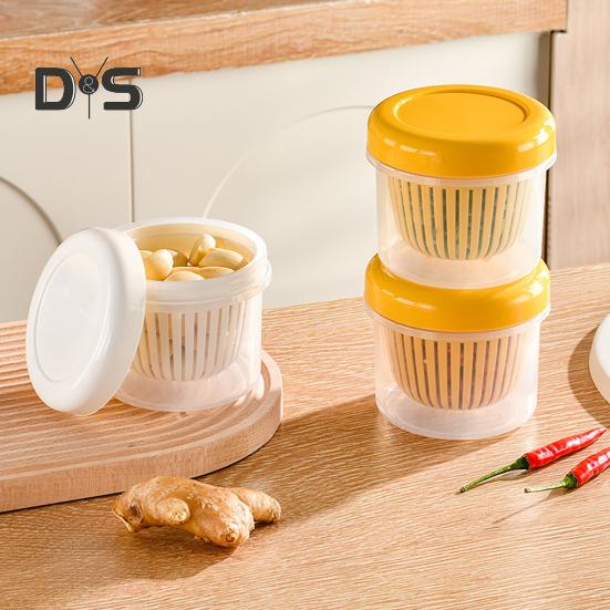 Прозрачный контейнер для лука, имбиря, чеснока с крышкой, дренажный слой, прочный герметичный ящик для хранения продуктов, кухонные принадлежности