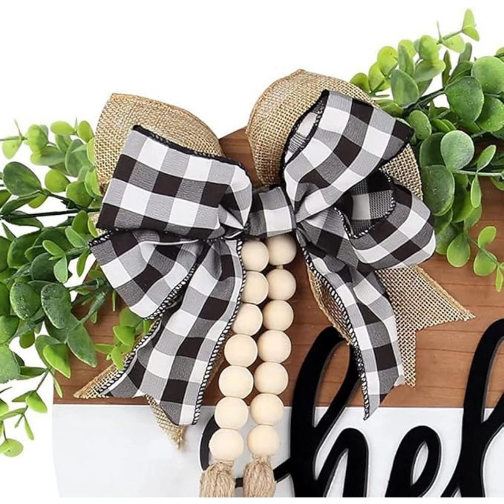 Hello Door Wreath for Front Door Spring Wreath 30cm Farmhouse Door Sign Decoration for Window Decoration Outdoor Front Door Home Decor