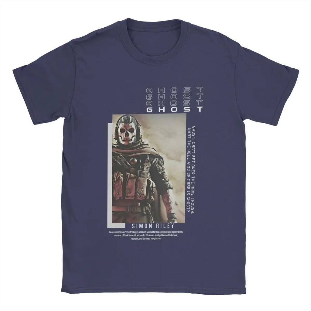 Leisure Call Game Duty Simon Ghost Riley T-Shirts Men Round Collar 100% Cotton T Shirts MW2 Short Sleeve Tees Summer Clothing