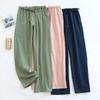 Washed Cotton Women's Home Clothes, Spring and Summer Sleepwear, Pure Cotton Couple Pants, Thin Plaid Home Pants