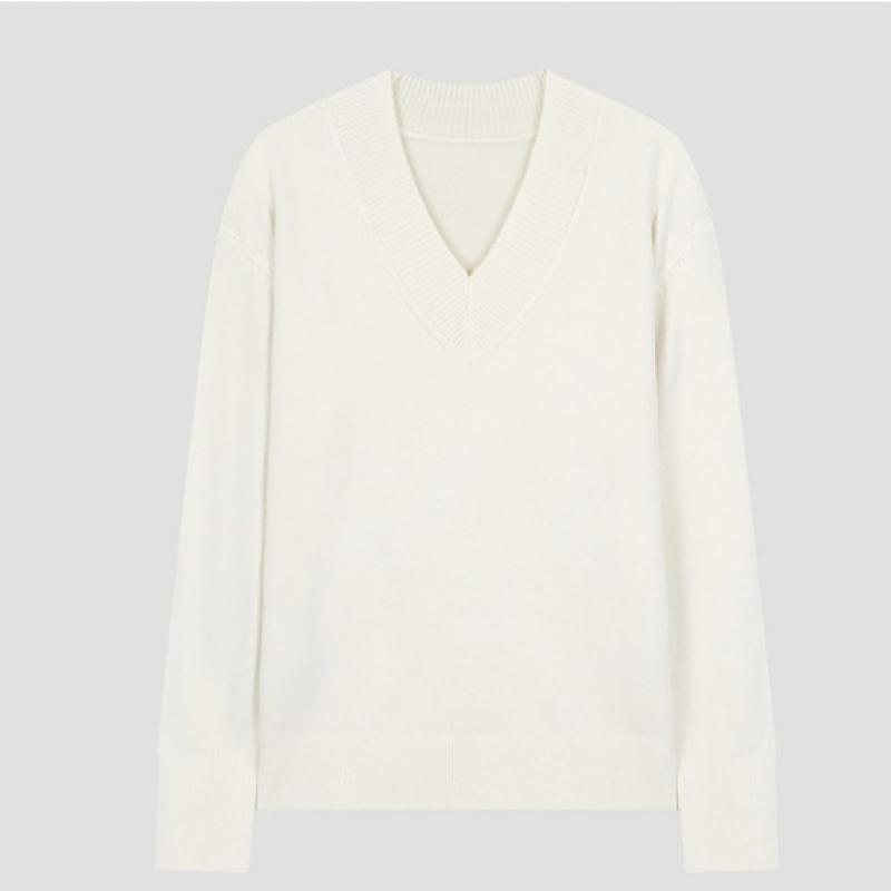 She Smiss Простой трикотажный свитер с V-образным вырезом Sskpoo42590