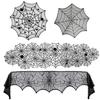 Halloween Decoration Lace Spider Web Skeleton Skull Tablecloth Black Fireplace Mantel Scarf Event Party Decoration Supplies
