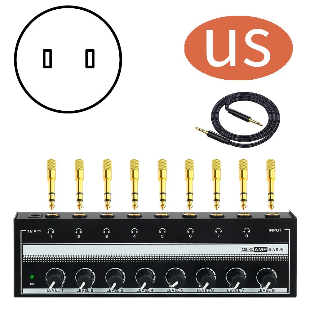 8 Channels Headphone Amplifier Mini Amplifier with Stereo/Mono Switch Professional Ultra-Compact HiFi Stereo Audio Amplifier