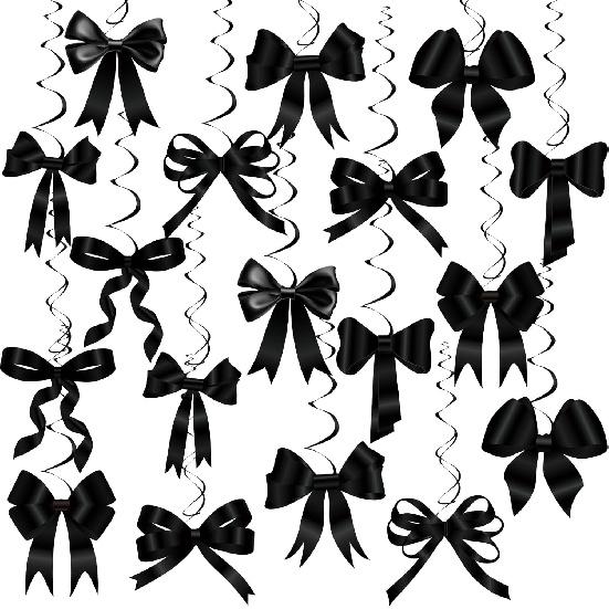 Черные украшения на день рождения Clabby Black Bow Черная Кокетка Спирали Гирлянда Баннер Бант Украшения для вечеринки Лента Бумажные вырезки для девочек Праздник для новорожденного