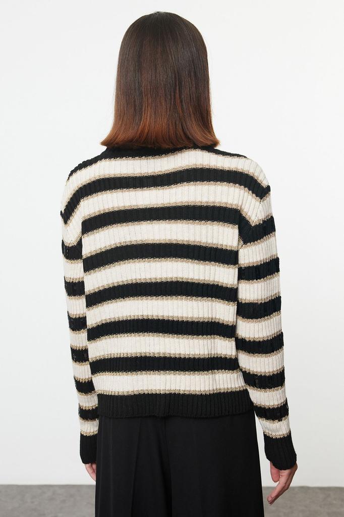 Женский модный стильный кардиган, черный блестящий аксессуар, детальный трикотажный кардиган