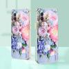 N48 Цветочный пион Ваза с золотым покрытием края Мягкий чехол для телефона из ТПУ для Samsung S23 S24 S22 Ultra A14 A34 A54 A22 Huawei P40 Honor 90 Противоударная задняя крышка