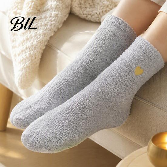 Soft Plush Loungewear Socks 1 Pair Women's Fuzzy Slipper Socks, Warm Thickened Fluffy Sleeping Winter Home Cozy Fleece Crew Bed