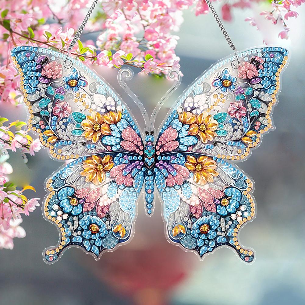 Butterfly Theme 2D/Flat DIY Special Shape Rhinestone Diamond Art Window Pendants Diamond Art Pendant Home Wall Decoration Crafts