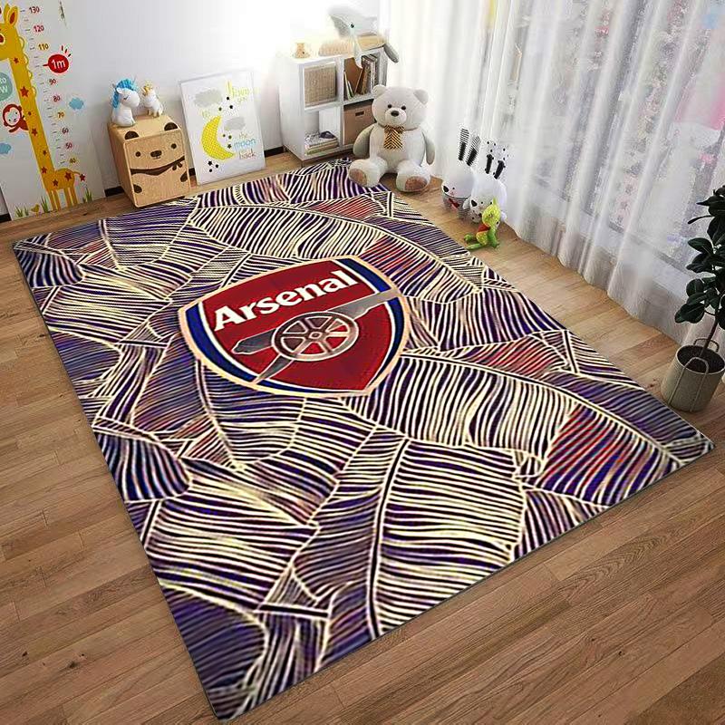 Arsenal Logo Design Carpet with Abstract Leaf Pattern Background Suitable for use as an anti-slip for living room bedroom sofas