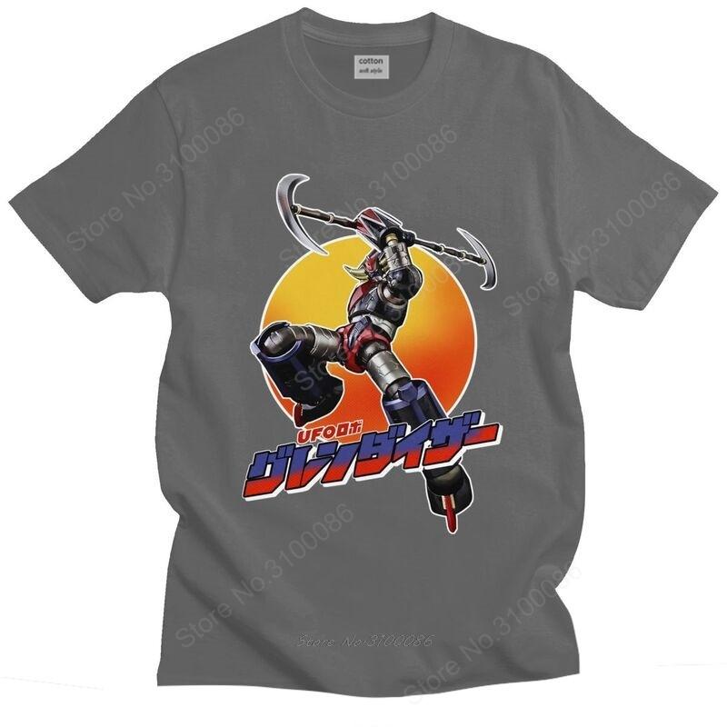 Classic Anime Ufo Robot Grendizer T Shirts Unisex Short Sleeve Goldrake Tshirts Streetwear Tee Tops Pure Cotton Oversized Tshirt