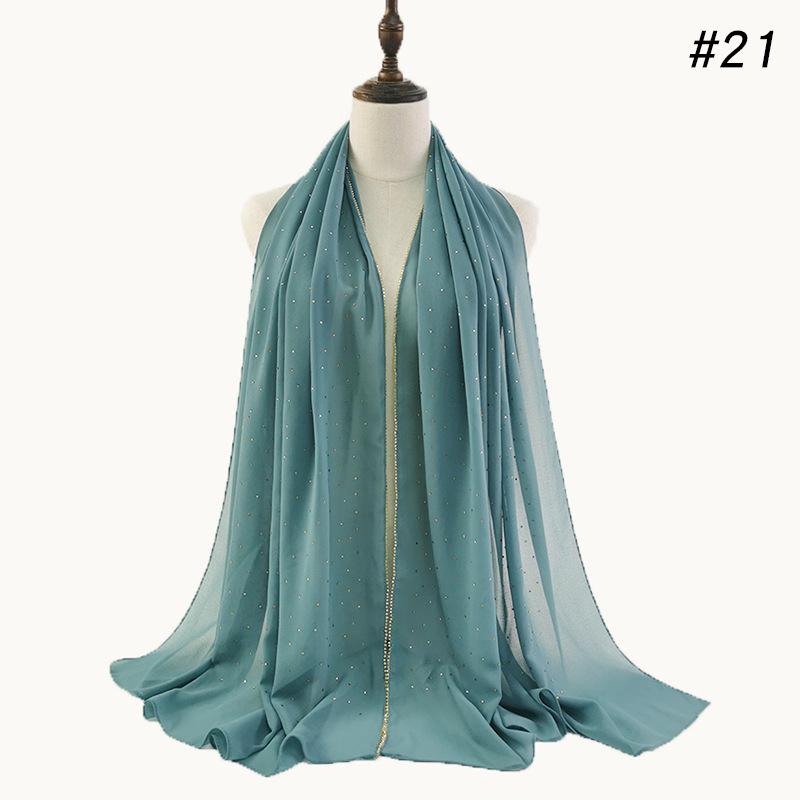 Lain Pearl Bubble Шифон Алмазный Стразы Шаль Шарф Высококачественный Мерцающий Бисер Повязка На Голову Обруч Фуляр Мусульманский Хиджаб Sjaal
