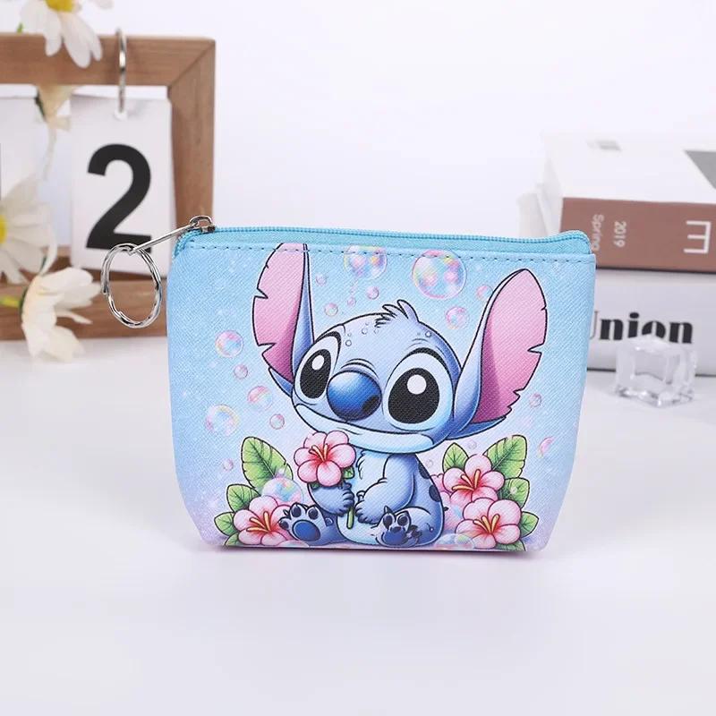 Disney Милый креативный кошелек для монет с изображением Стича, мини-сумочка для студенток, портативный держатель для карт, мультяшная сумка для хранения ключей, женский кошелек в качестве подарка на день рождения.