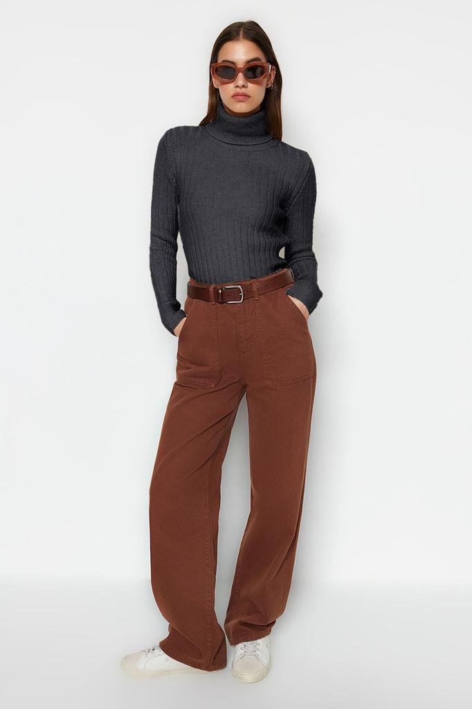 Women's Fashion Stylish Sweater Stone Soft Textured Basic Knitwear Sweater