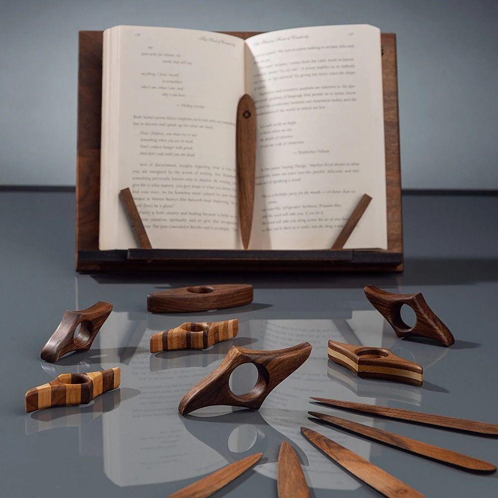 Students Book Marker Book Page Holders Wooden Bookmarks Thumb Book Holders Reading Supplies