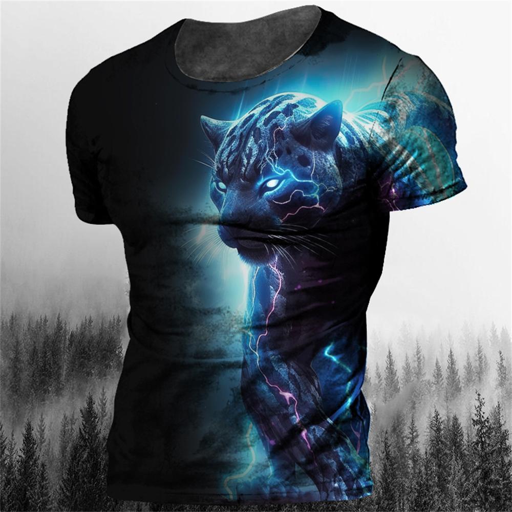 Мужская футболка с 3D-принтом животных, короткими рукавами и круглым вырезом, повседневная уличная мужская футболка, футболка в стиле ретро большого размера, мужская одежда