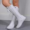 Women's Fashion Flat Canvas Sports Boots with Lace Inside Zipper