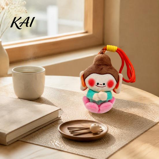 Small Stuffed Toy Ornament Cute Buddha Keychain, Dunhuang Style Plush Pendant with Embroidered Kawaii Backpack Accessory Details, Soft Car Bag Charm,